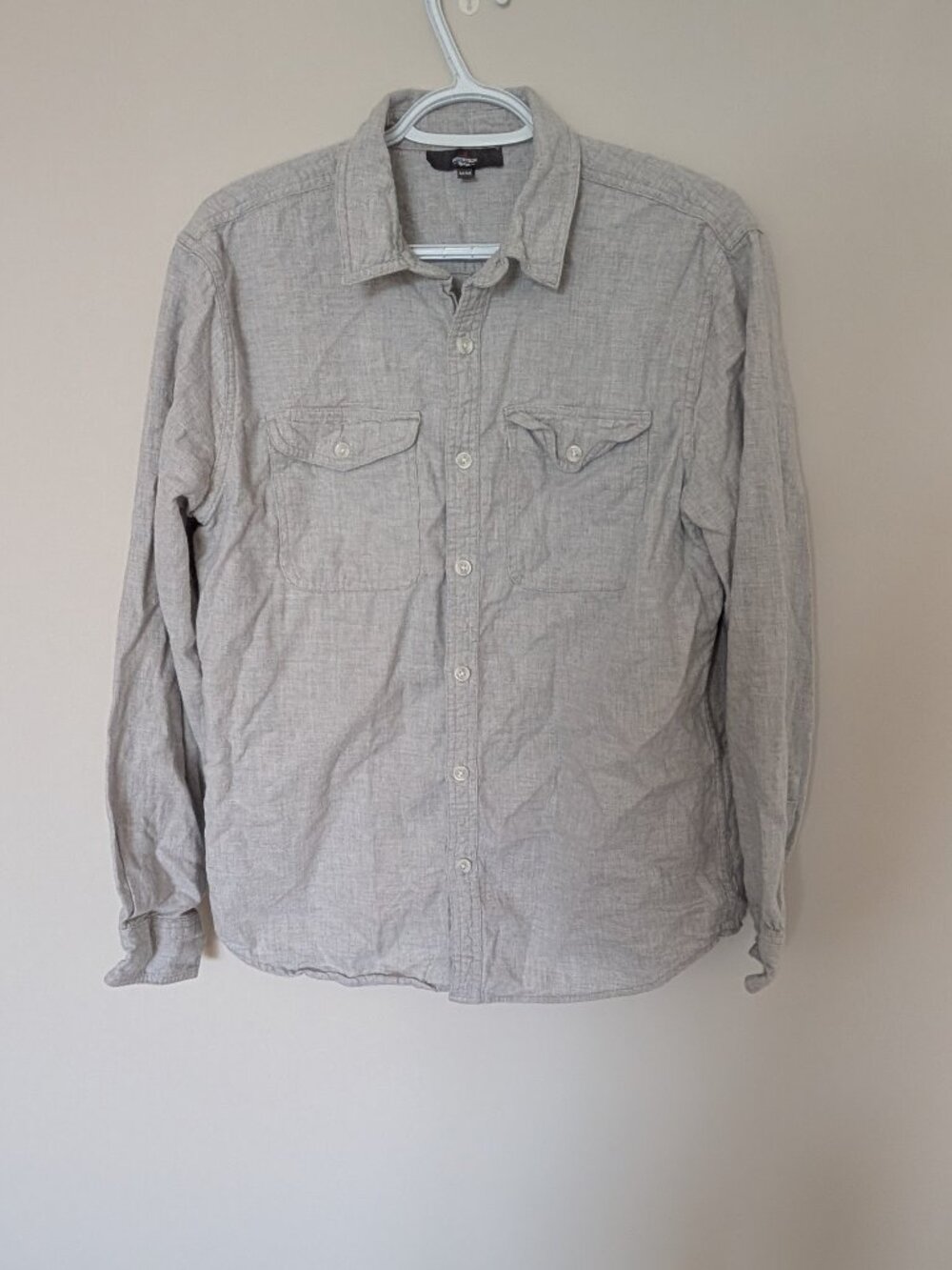 Mountain Ridge Gray Flannel Shirt Med Button Front 100% Cotton Utility Workwear